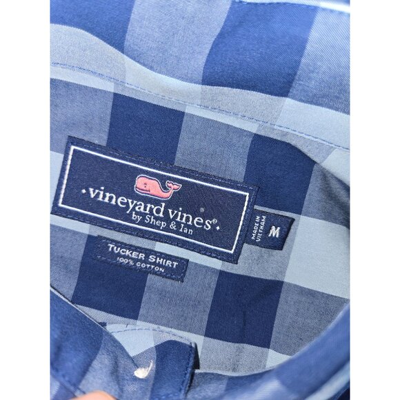 Vineyard Vines Mens Tucker Shirt Medium Blue Checkered 100% Cotton - Picture 5 of 7